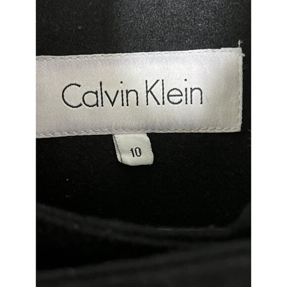 Calvin Klein Peacoat Womens 10 Black Jacket Wool Double Breasted Pocket Neck - Picture 4 of 16
